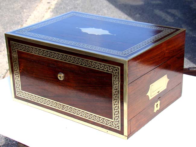 An Antique Regency period brass inlay Rosewood Dressing Box circa 1820